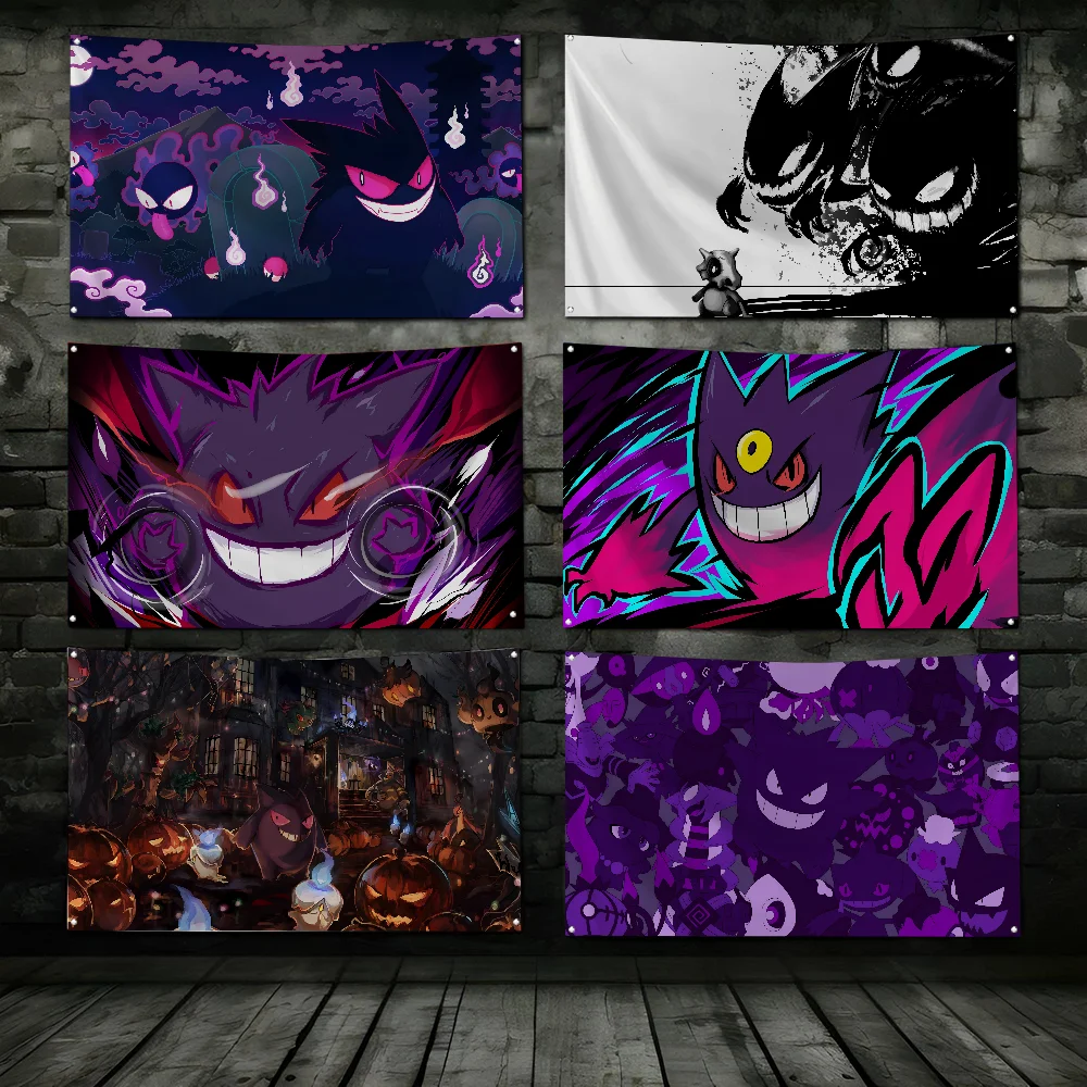 Gengar Anime P-pokemon Flag Workshop Flags Room Decor Flag Outdoor Decorations Flags For Rooms Four Hole Flag