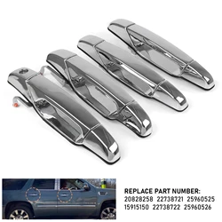 4PCS Front Rear Driver Passenger Chrome Door Handle For 2007-2014 Cadillac Escalade Chevy Avalanche Silverado 20828258 22738721
