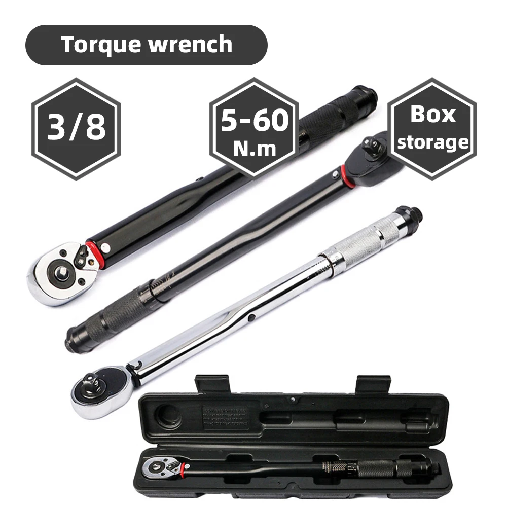 5-60Nm Torque Wrench 3/8 Key Ratchet  Bicycle Spanner For Automotive Repair Tool Adjustable Mechanical Workshop Tool Dynamometer