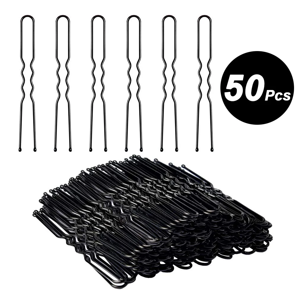 50pcs/set Black Hair Pins Set of Hairpins Premium U Shaped Hair Pins for Kids Girls and Women Great for All Hair Types