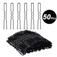 Juego de horquillas negras para el cabello, horquillas Premium en forma de U para niños, niñas y mujeres, ideal para todo tipo de cabello, 50 unidades por juego