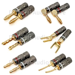 10Pcs Banana Connector 4mm Speaker Wire Plugs with Screw Lock Gold Plated Banana Jack Amplifier Connector Audio Cable Adapter