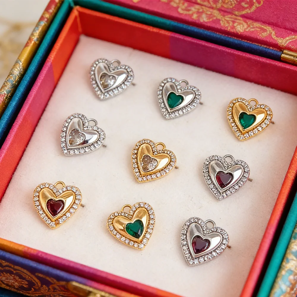 

Cordial Style 30Pcs 11×11MM /Heart Shaped /Copper Pendants /Hand Made /Gold Plated /Jewelry Accessories /DIY CZ Charms #196113