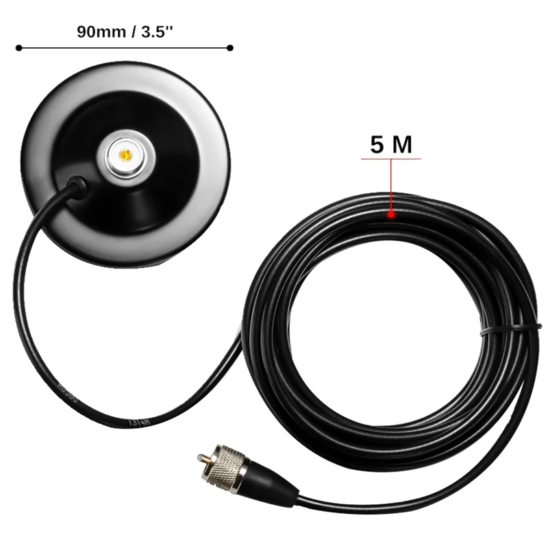 M5-PL259 Diameter 9CM Magnet 5M Feeder Cable PL259 Magnet Mount Car Antenna Base for Car Radio KT-8900 KT8900 BJ-218