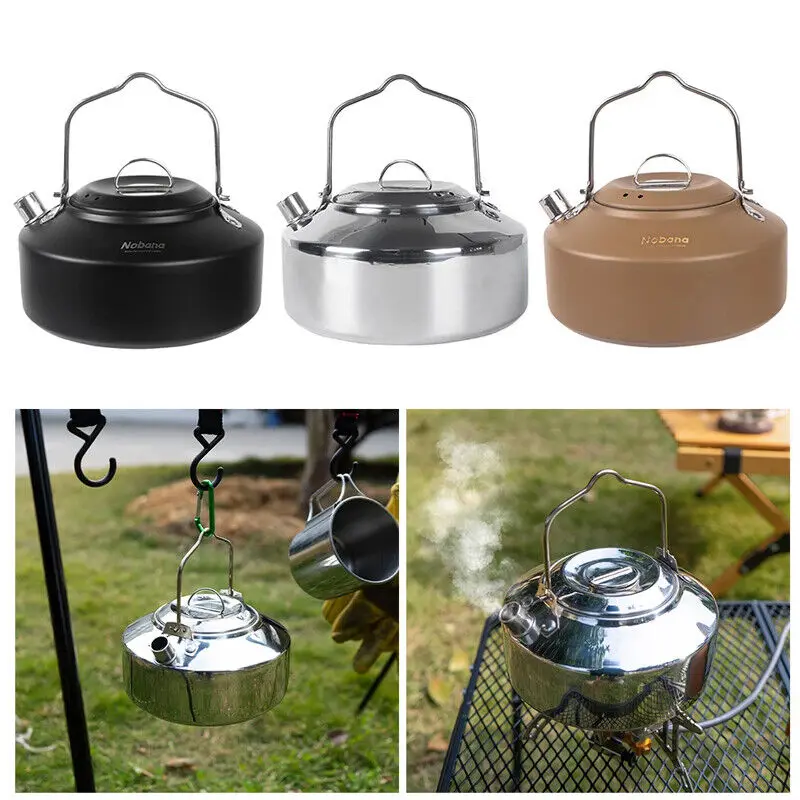 1l Camping Water Kettle Mini Tea Coffee Pot Portable Lightweight Kettle Outdoor Tableware Picnic Cookware Supplies