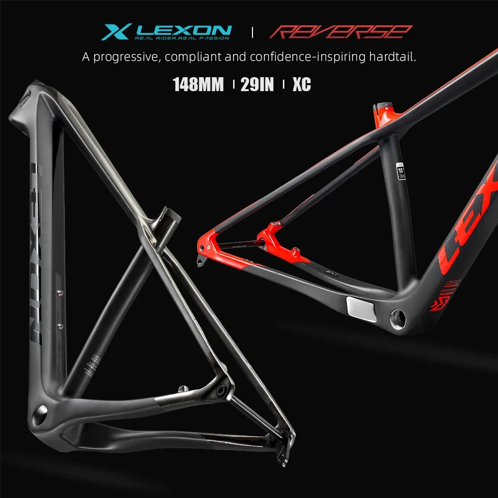 2025 LEXON Carbon 29er إطار MTB ذو ذيل صلب 148 × 12 مم BSA 15/17/19 "1250 جرام خفيف الوزن XC Trail Frameset أسود