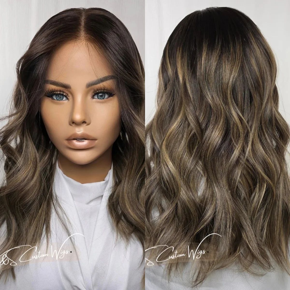 

18-дюймовые парики без клея с омбре-эффектом, коричнево-блонд, с разделением по центру, из синтетических волос, легко носить, 13*4 HD прозрачный кружевной парик