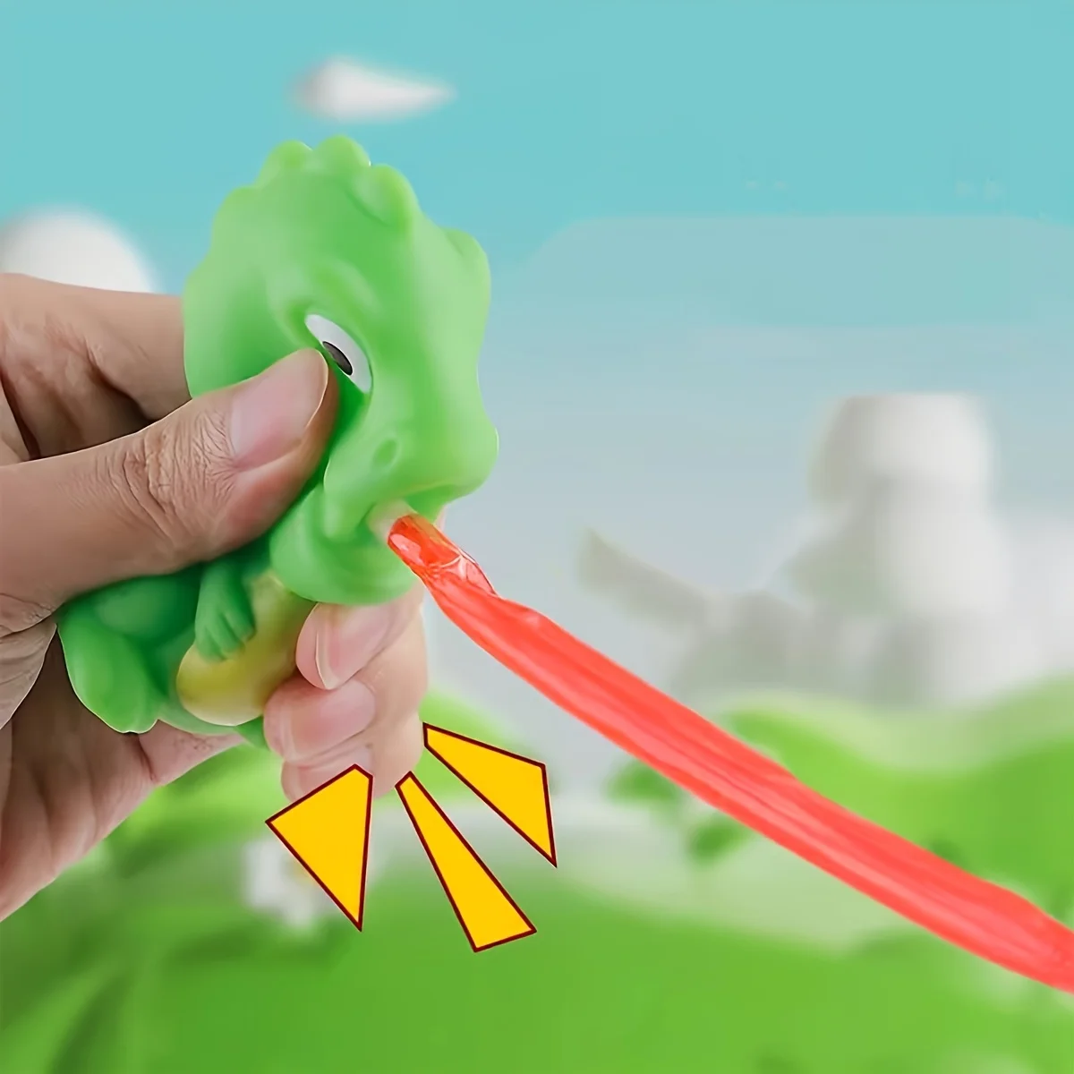 Novedad divertido juguete blando de prensa, juguete de rebote de dinosaurio rana con lengüeta, lindo regalo de fiesta y festival para niños