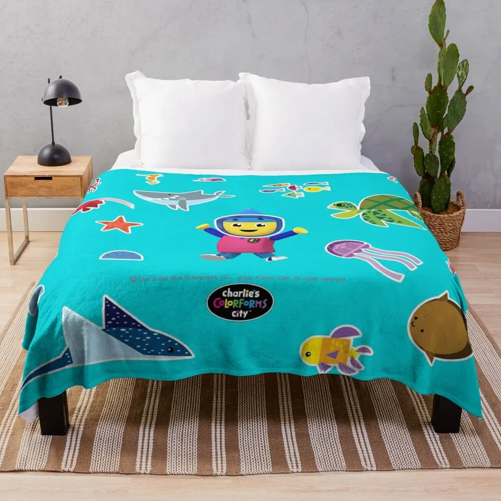 Charlie Under Water with Sea Creatures Throw Blanket Bed Luxury Designer for sofa Furry Blankets