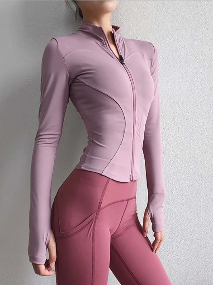 AliExpress NONE 2025 Long Sleeve Sports Jacket Women Zip Fitness Yoga Shirt Winter Warm Gym Top Activewear Running Coats Workout Clothes Cycling