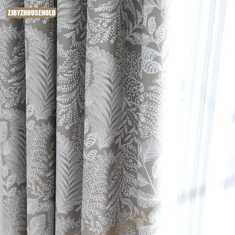 

New Flowers Simple Customized Solid Shade Fresh Curtains for Living Dining Room Bedroom Hotel Curtain Fabric Window