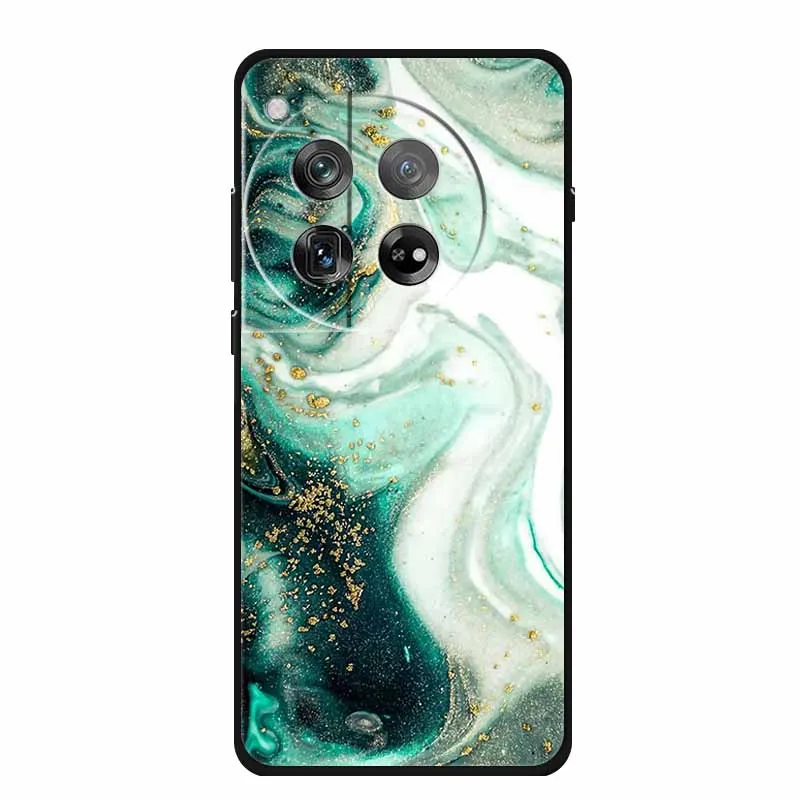 حافظة رخامية لهاتف OnePlus Ace 3 حافظة فاخرة من السيليكون الناعم لهاتف OnePlus 12 OnePlus 12R لون أسود Fundas #6