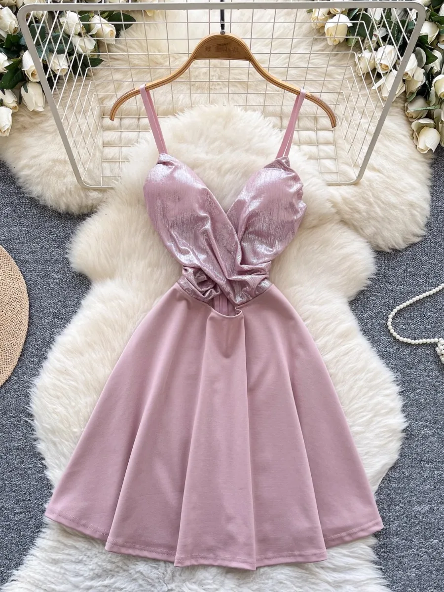 Foamlina Trendy Chic Abito sottoveste con scollo a V profondo e ritagliato Mini abito aderente estivo da donna Pure Desire per la festa del night club