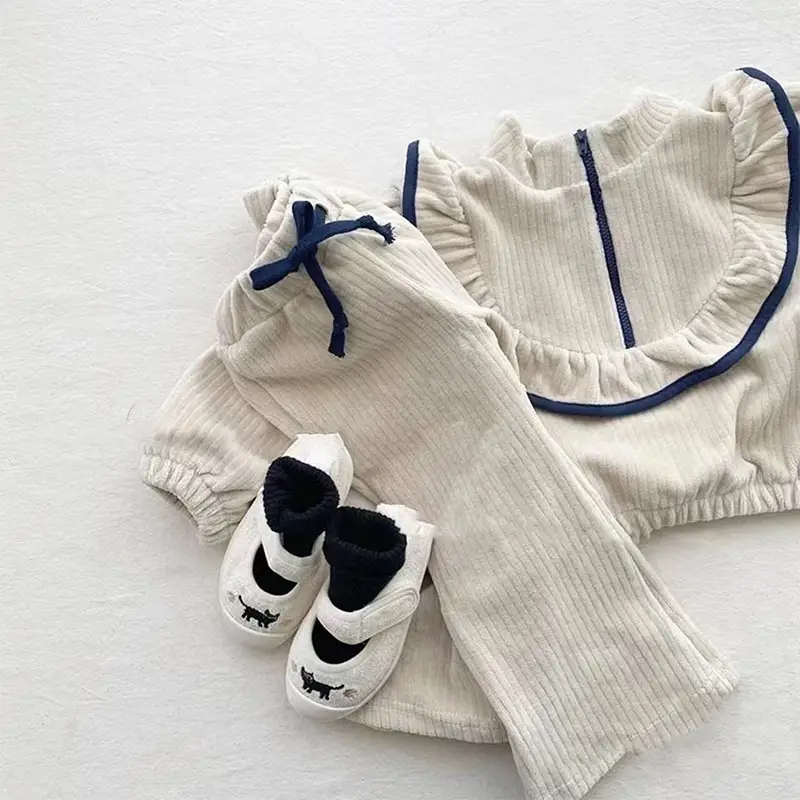 2025 Autumn New Girls Long Sleeve Clothes Set Cute Baby Girl Corduroy Lace Sweatshirt + Trousers 2pcs Suit Kids Casual Outfits - Image 4