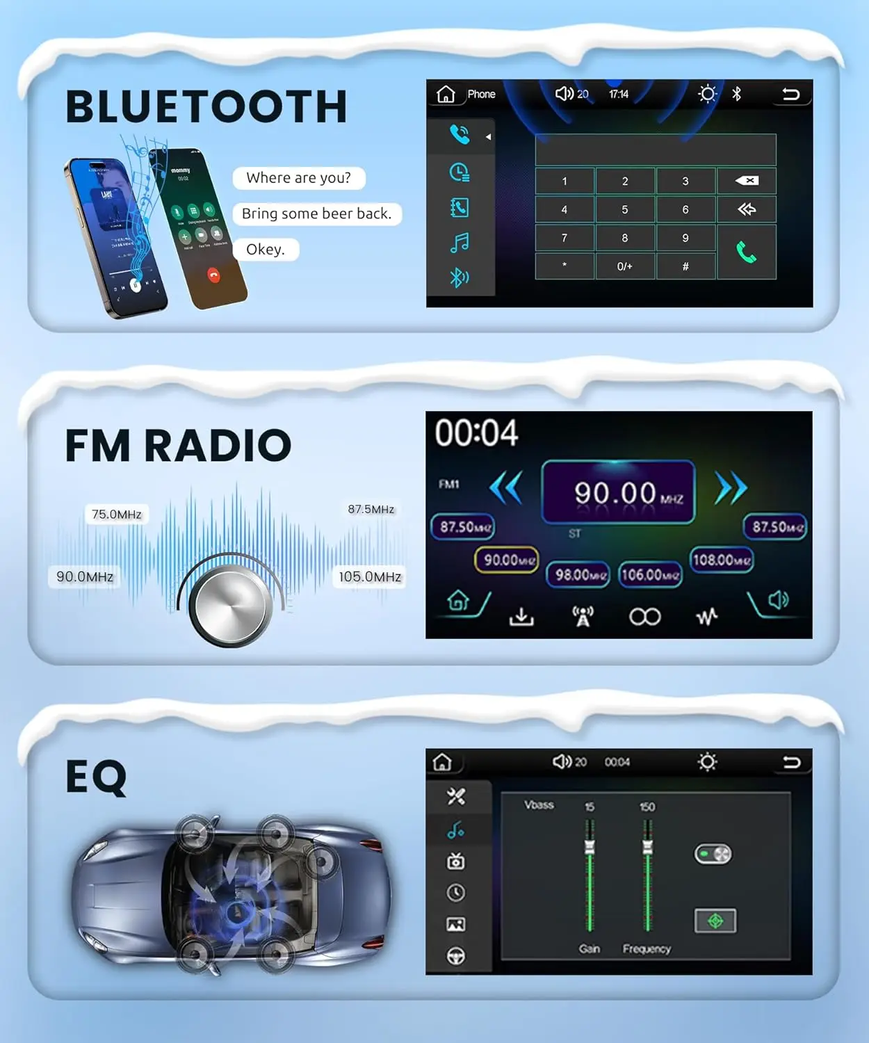 Estéreo para automóvil de 7' con CarPlay inalámbrico y Android Auto, Bluetooth, YouTube, FM, tipo C, USB, cámara de respaldo