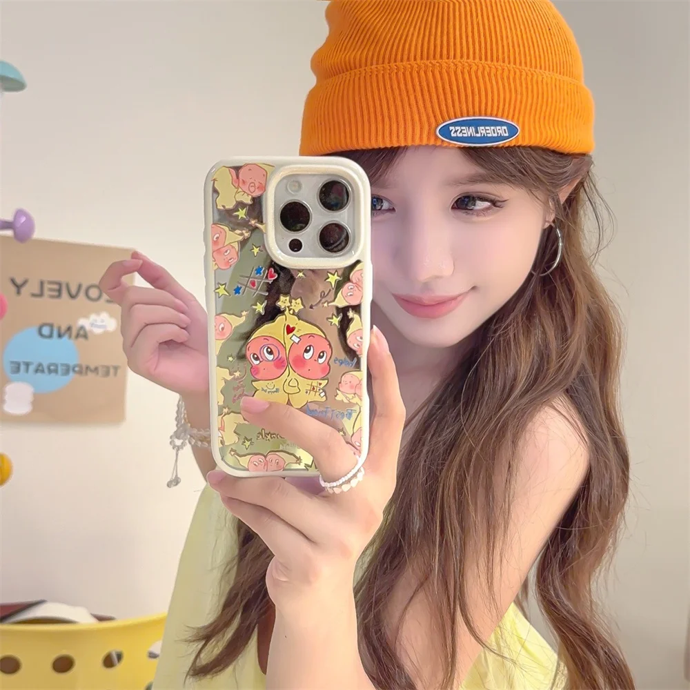 

Ins new Korean cartoon cute star girl mirror glossy phone case, suitable for iPhone 16 Pro 15 13 14 Pro Max