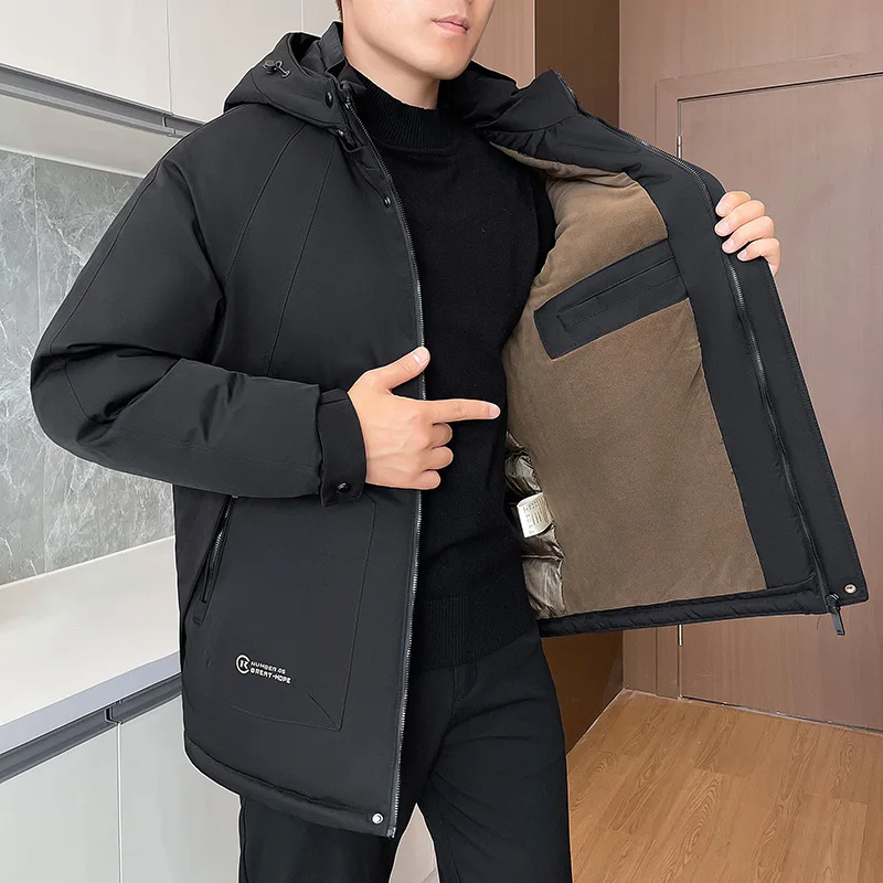 

Men Winter Windbreaker Coats Men Clothing Hooded Casual Outwear Parka Clothes Winter Coat Men Thicken Fleece Zipper Mens Jackets