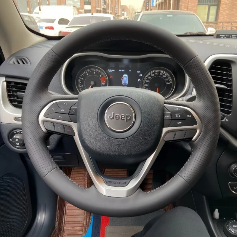 

For Jeep Grand Cherokee 2014-2020 Hand-stitched Genuine Leather non-slip car Steering Wheel Cover