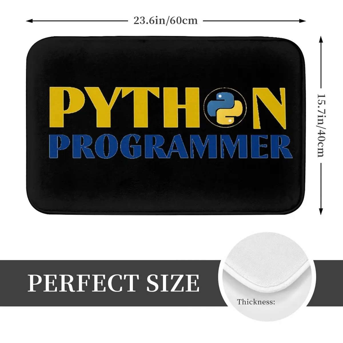 Python Programmer Non-slip Doormat Floor Mat Dust-proo Carpet Rug for Kitchen Entrance Home Bedroom Footpad Mats