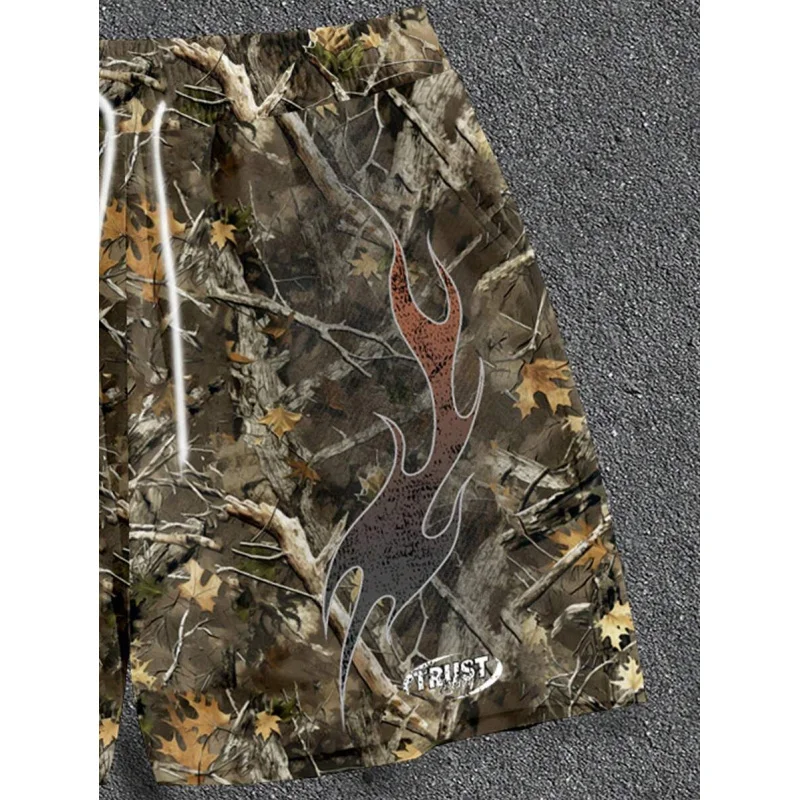 Men's Summer Casual Eye & Cross Print Short Sleeve T-Shirt And Branch Print Drawstring Waist Shorts Set