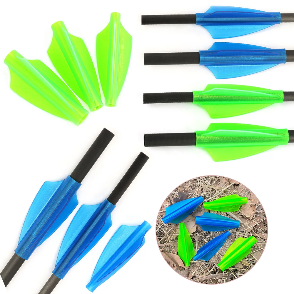 

1.75inch Arrow Feather ID4.0/6.0/7.6mm Plastic Feather TPU Material 12/24pcs Durable for Carbon Wooden Fiberglass Shaft Shooting