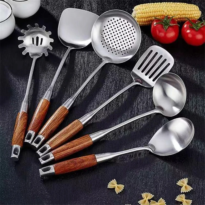 Stainless Steel Wok Spatula Cooking kitchen utensils cuisine outils accessoires Utensils Accessories Slotted Turner Rice Spoon