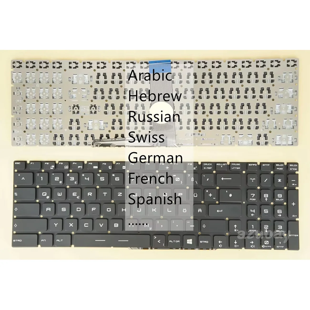 

Клавиатура арабская, швейцарская (CH), немецкая (QWERTZ), французская (AZERTY), еврейская, русская, испанская для MSI WE62 7RI 7RIX 7RJ 7RJX, WE72 7RJ 7RJX, WS63VR 7RL, WT73VR без подсветки