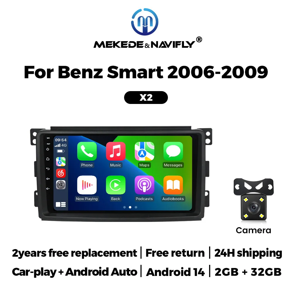 MEKEDE Wireless CarPlay Android Auto Car Radio for Mercedes Benz Smart Fortwo 451 2005 - 2015 GPS Navigation 2 Din Autoradio image 3