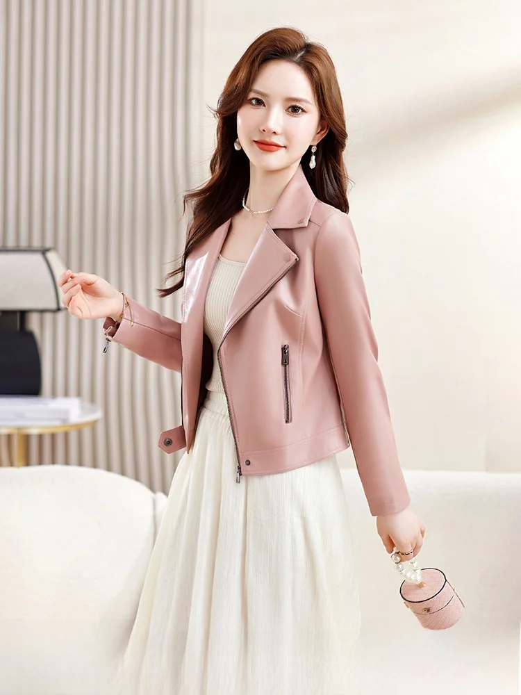 

Женская модная корейская куртка Slim Fit из натуральной овчины, дышащая, для повседневной носки, ветрозащитная, на молнии