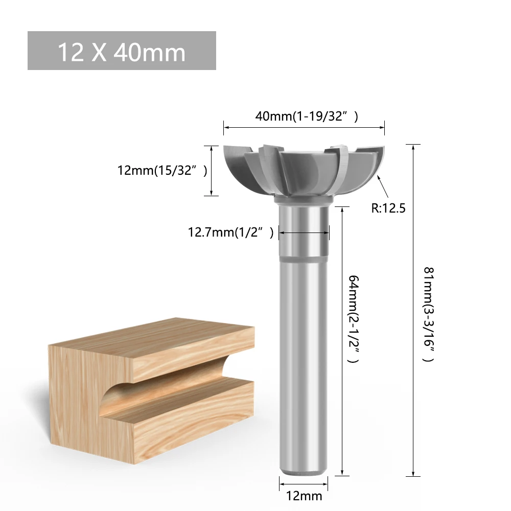 LAVIE 12Mm Shank Hợp Kim Cove Bit 6 Cạnh Ngón Tay Grip Router Bit Phay Cutter Cho Chế Biến Gỗ Khắc Máy C12134Z640GY