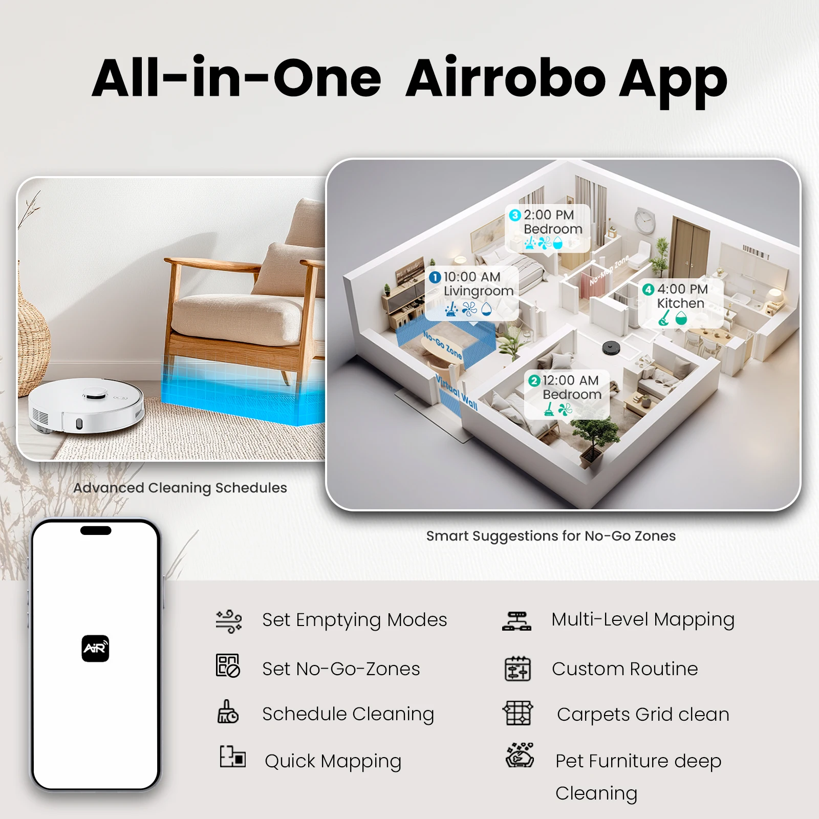 Cordless Robot Vacuum With Strongest Suction Proactive Intelligence Avoidance Carpet Pet Deep Cleaner Robot Vacuum Clean