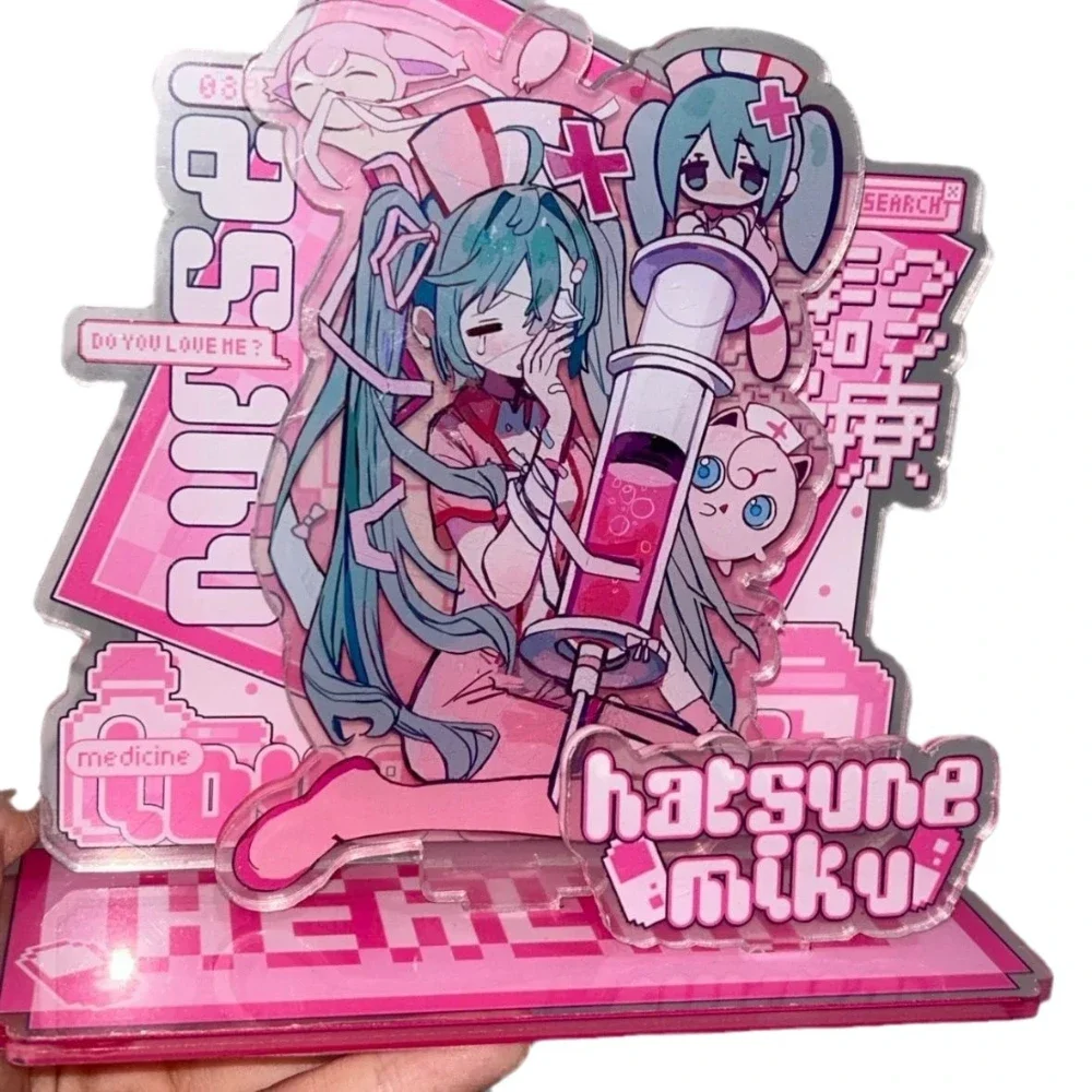 Hatsune Miku ยืนแผ่น 10 ซม./3.93in Miku อุปกรณ์ต่อพ่วงอะคริลิคสาวน่ารักของเล่นของขวัญวันเกิดงานอดิเรกสะสมโต๊ะโต๊ะด้านบน