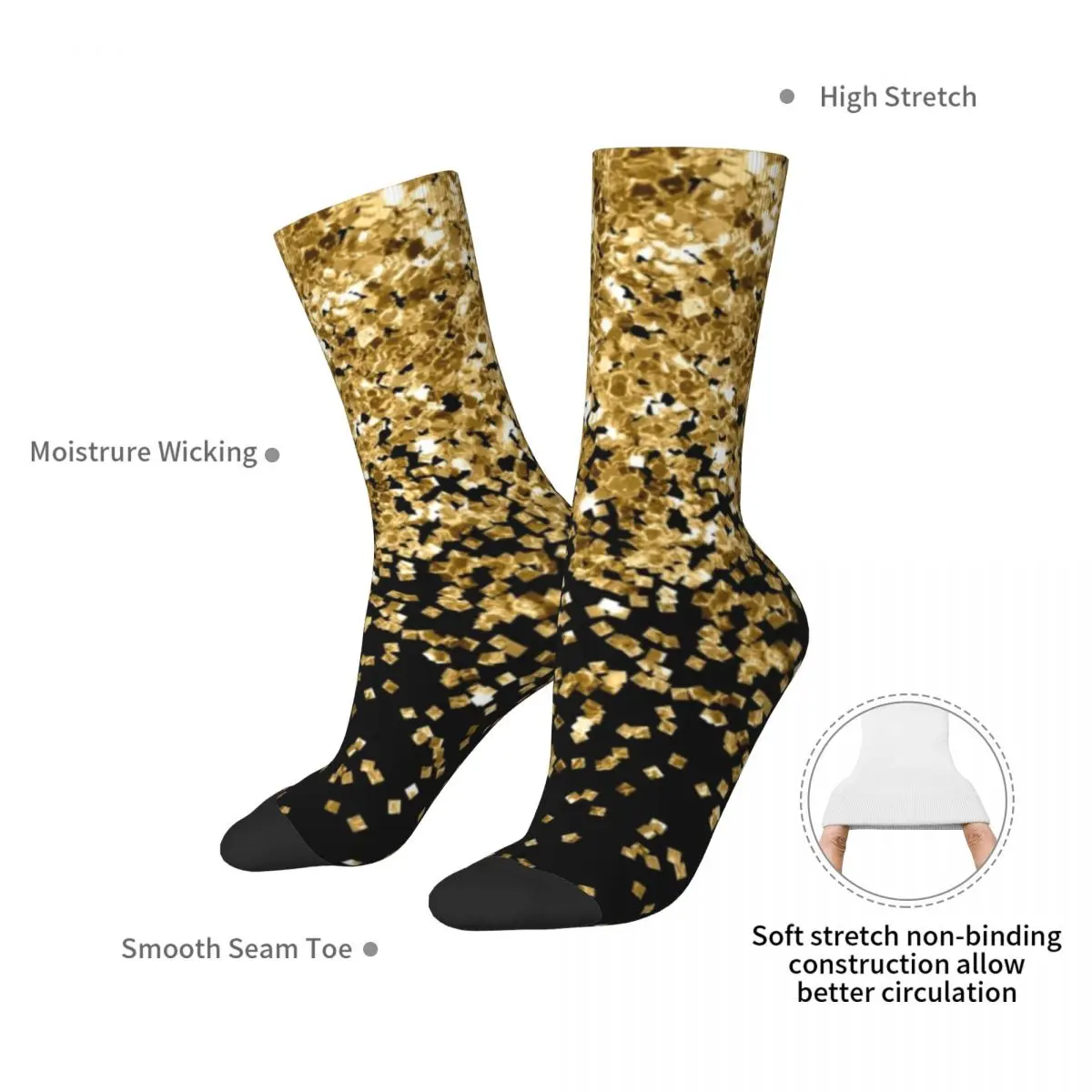 Gold Glitter Socken Harajuku hochwertige Strümpfe ganzjährig lange Socken Zubehör für Unisex Geburtstags geschenk