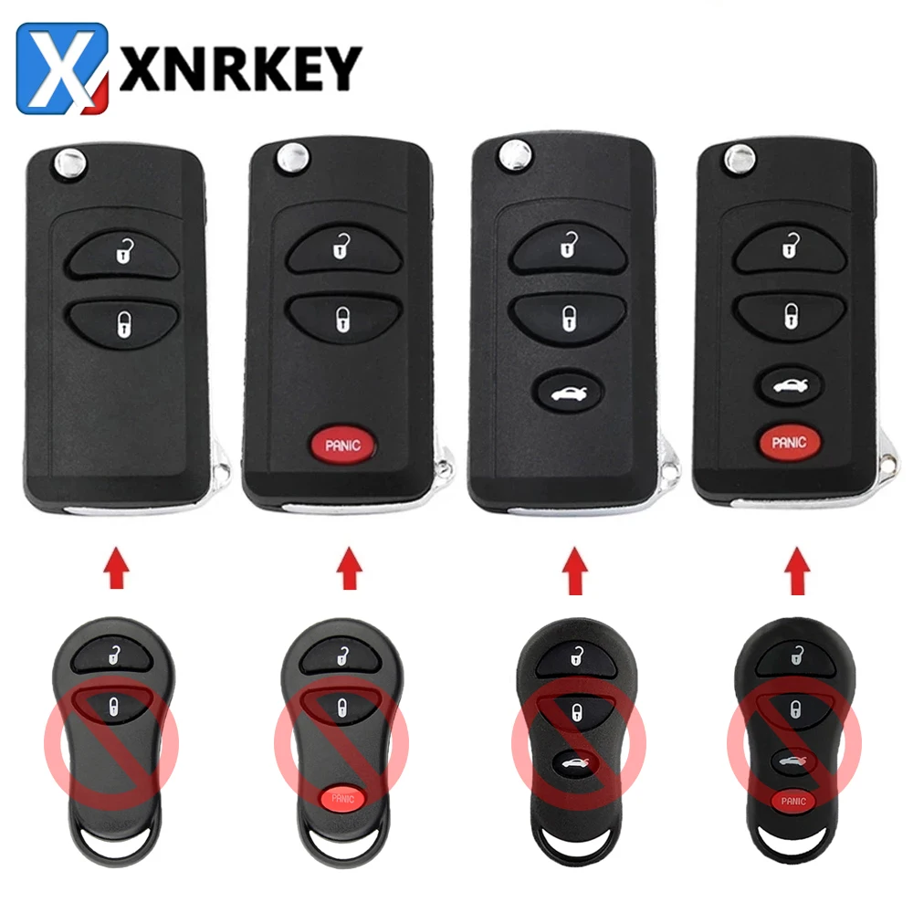 

XNRKEY Fliping Remote Key CASE for Jeep Grand Cherokee for Chrysler PT Cruiser Voyager CONVERSION to flip key with uncut blade