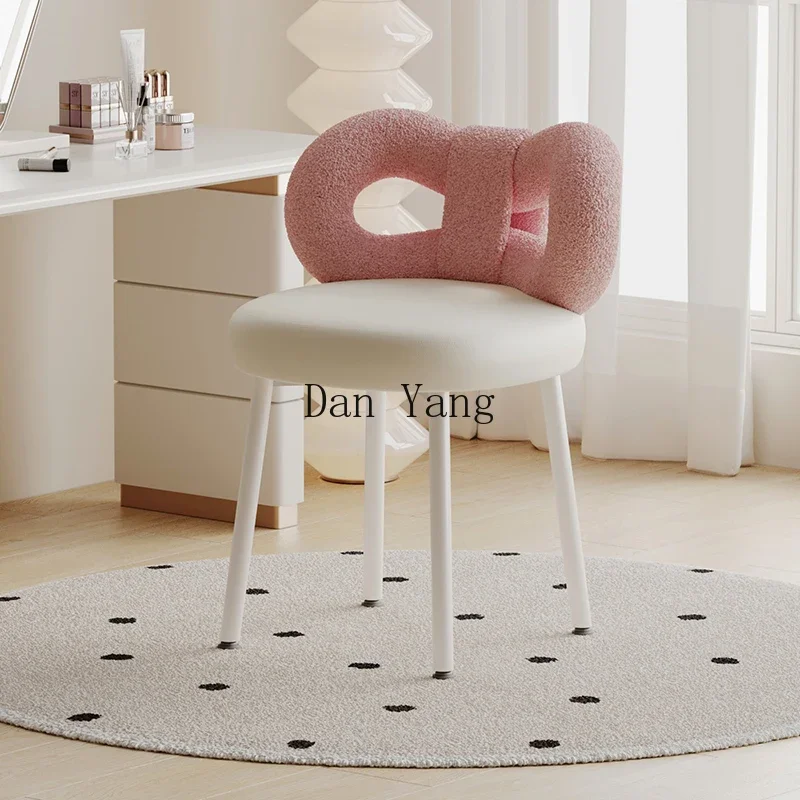 YJ makeup chair leather premium simple dresser chair cream wind bedroom bow backrest dressing stool