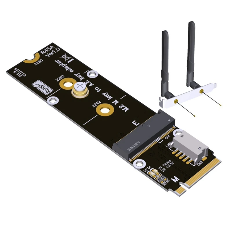 M.2 NVMe 2280 2260 to WiFi/Bluetooth A/E Key NIC Network Card 2230 M-Key to A/E Key Adapter for AX210 Adapter Card-ABVP