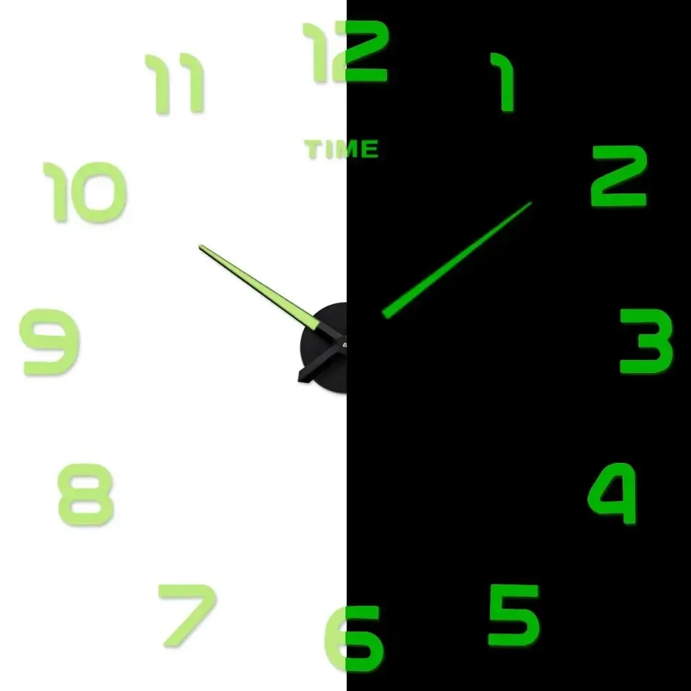 Digital Clock Wall Led Home. Mural 3D Decor DIY Decoration for Bedroom Glow Living Room Family Silent Clocks Garden