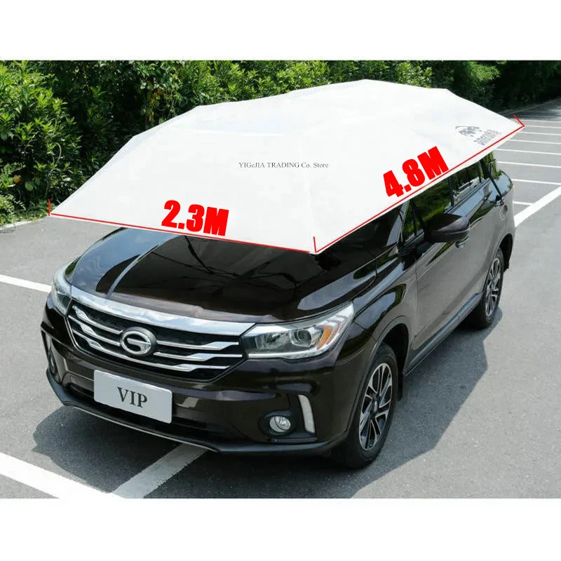 Car Tent 4.8M Summer Car Umbrella Cover, Portable Movable Carport, Car Protection Sunproof Anti-UV Canopy/Sunshade