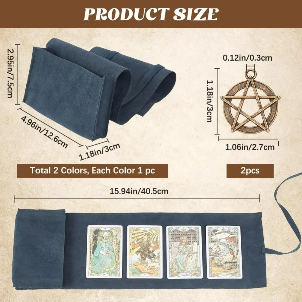 2Pcs Velvet Tarot Card Bags Set Tarot Storage Holder Bag Case Tarot Spread Cloth Wrap Pouches Card Holders with Star making kit