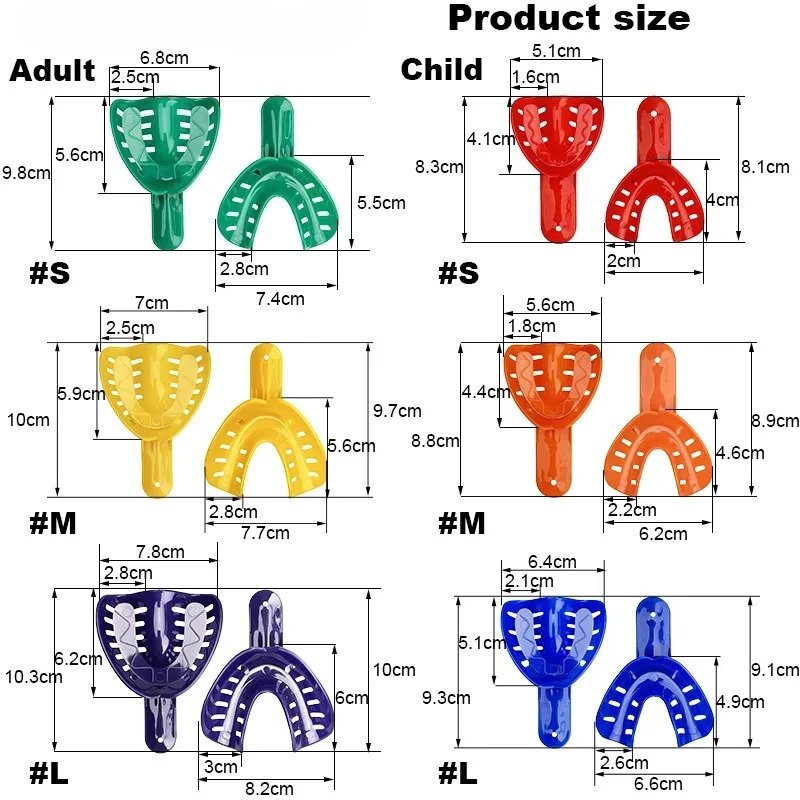 12pcs Dental Impression Trays Dentist Impression Autoclavable Durable Plastic Teeth Holder Lab Dentistry Accessory Tool