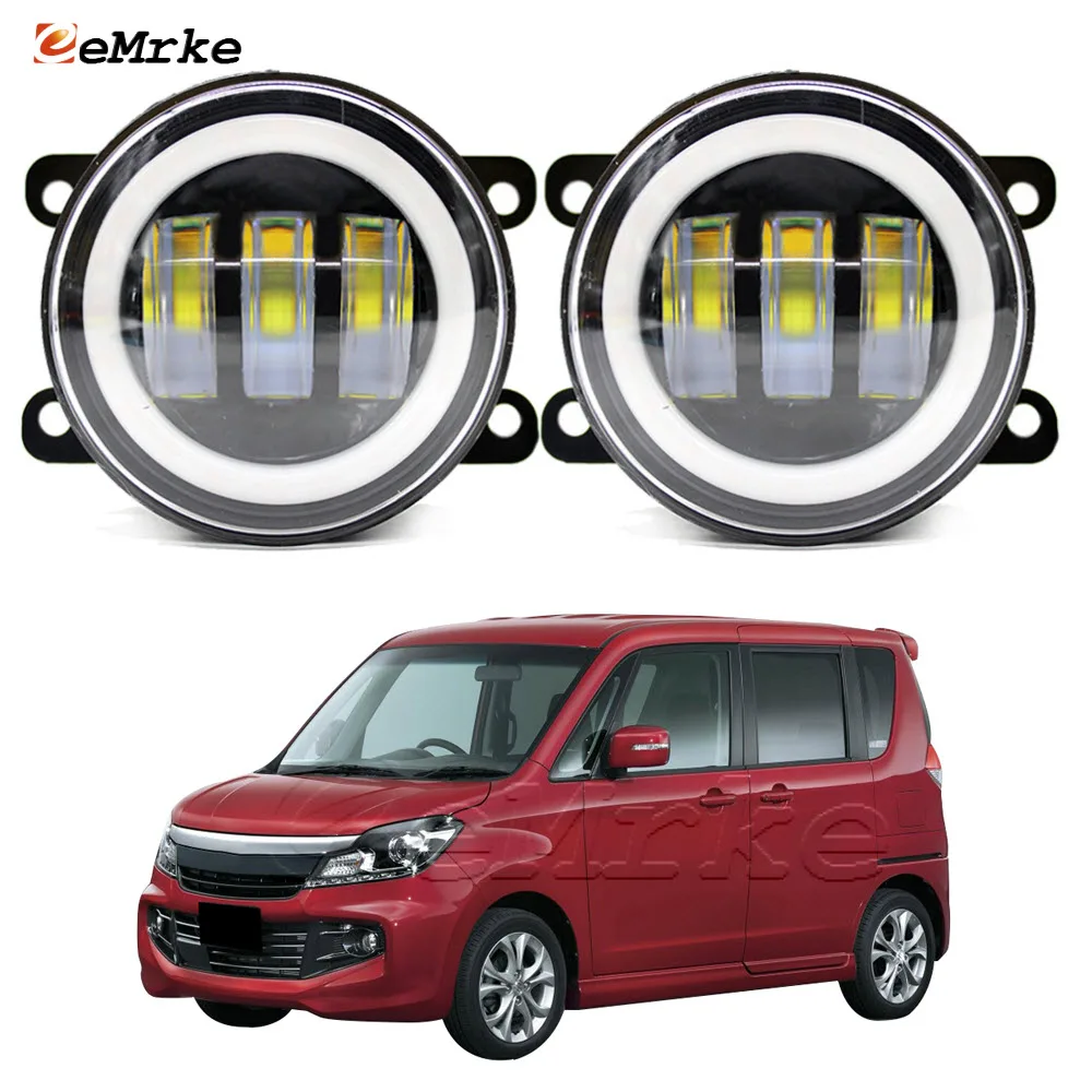 Led Fog Lights Assembly PTF W/ Lens Angel Eye For Mitsubishi Delica D2 D:2 2011-2015 Turn Signal Light DRL Daytime Running Lamp