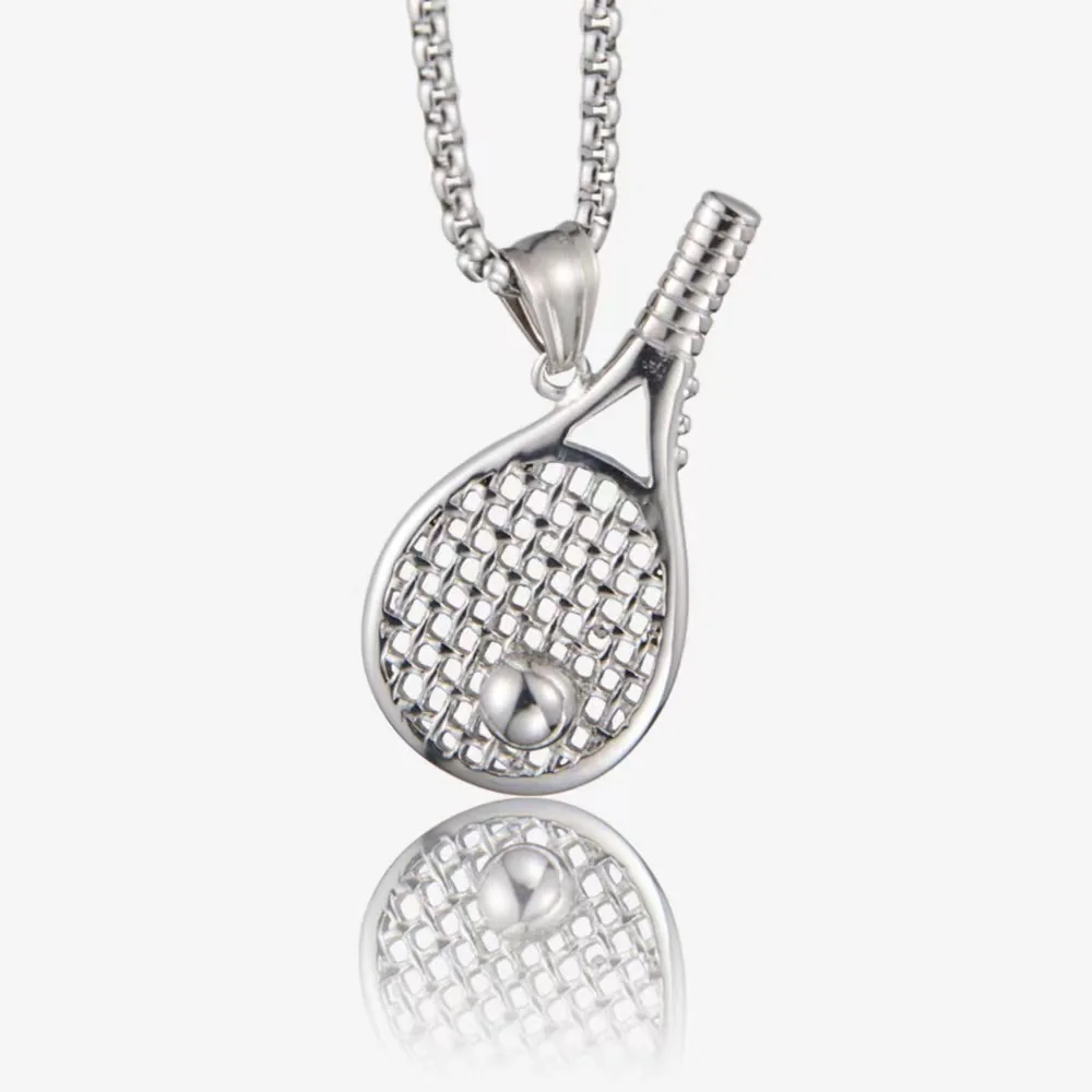Trendy Brand Badminton Racket Pendant Necklace Hip Hop Style Necklaces Versatile Men's Fashion Accessories Cool Daily Wear
