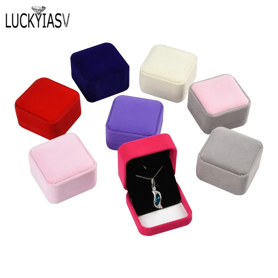 بيع بالجملة خاتم الزواج صندوق تخزين القرط ترصيع قلادة قلادة مجموعة مجوهرات هدية صندوق التعبئة والتغليف المنظم حالة رمادي المخملية كيت