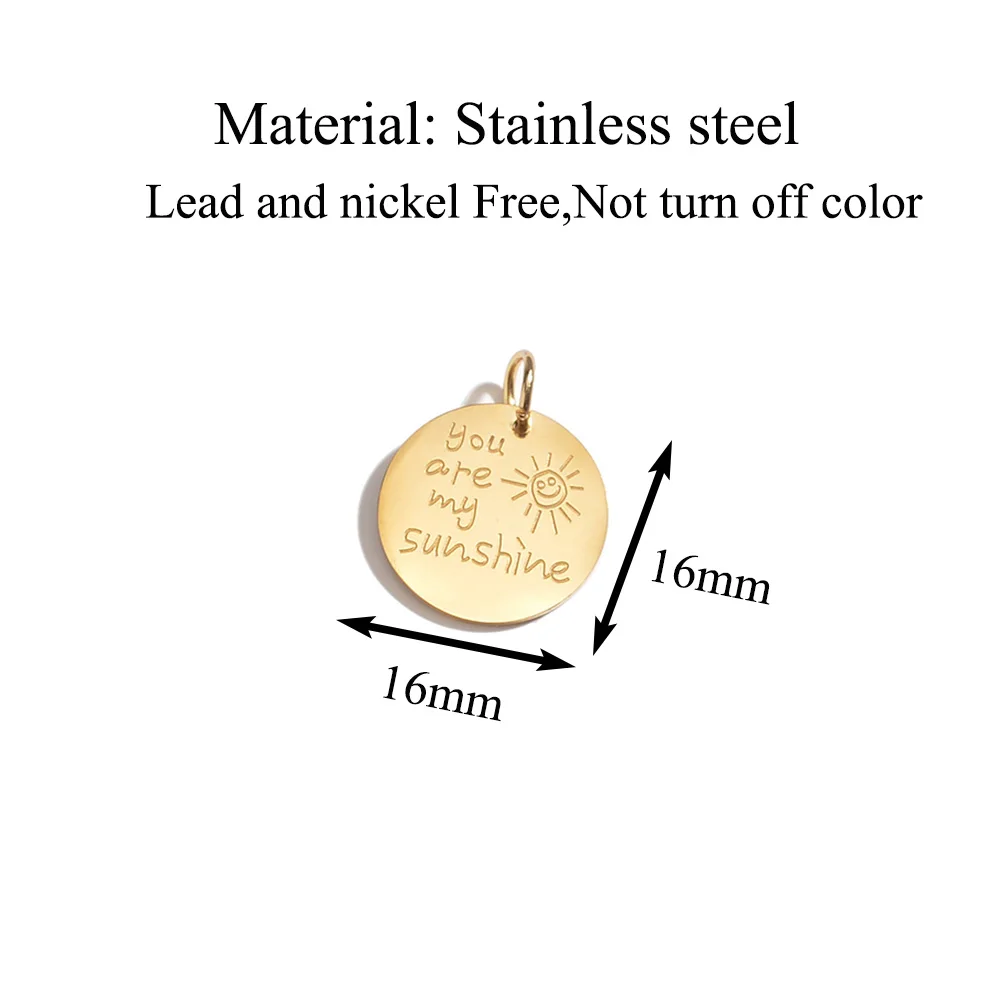 4Pcs You are my sunshine Charms Stainless Steel Tags for DIY Summer Fashion Jewelry Pendants Making Accessories