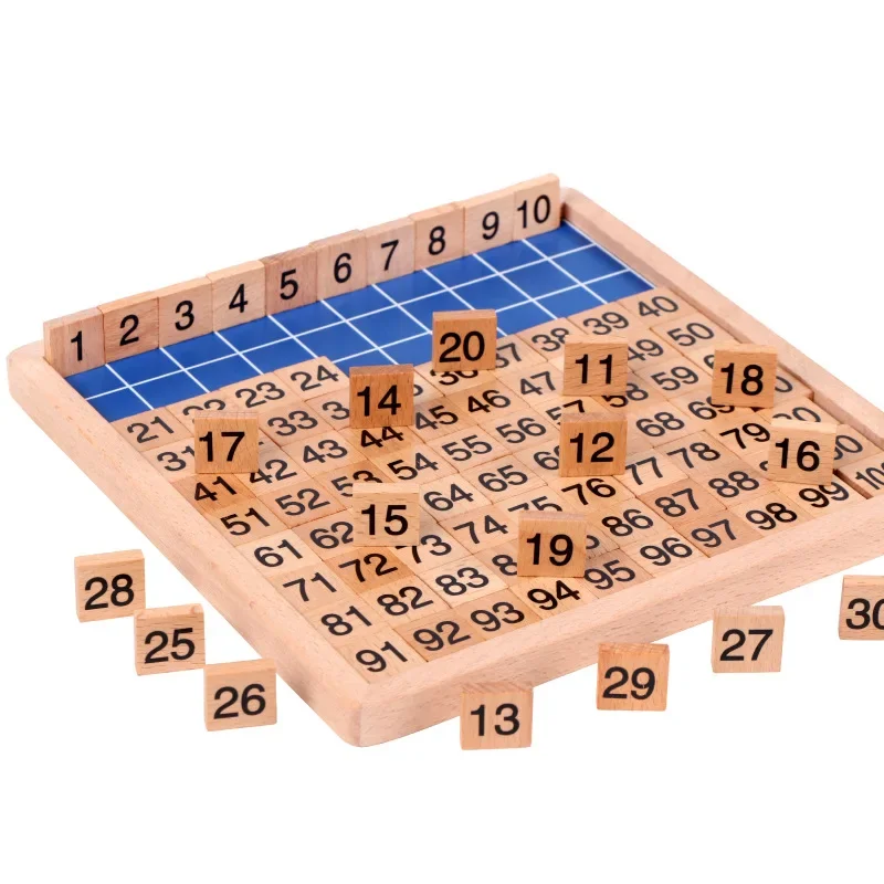 Giocattoli matematici per la scuola materna Sussidio didattico in legno Cento tavole 1-100 Formazione logica con sequenza di numeri
