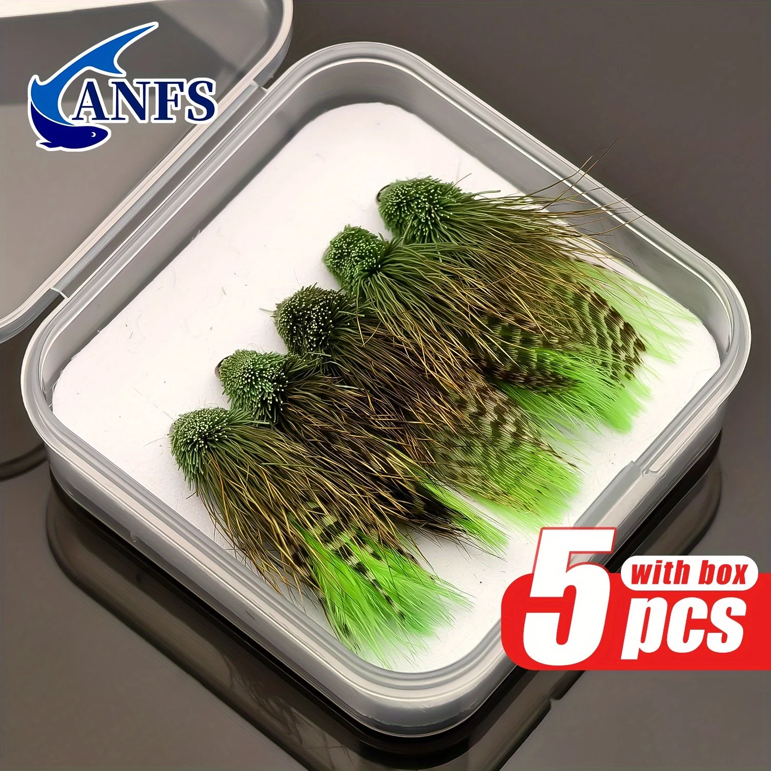 ANFS 5 señuelos de pesca con mosca de saltamontes, cebos artificiales para insectos para trucha, perca y azulegill, moscas húmedas, regalo de pesca para pescador - imagen 4