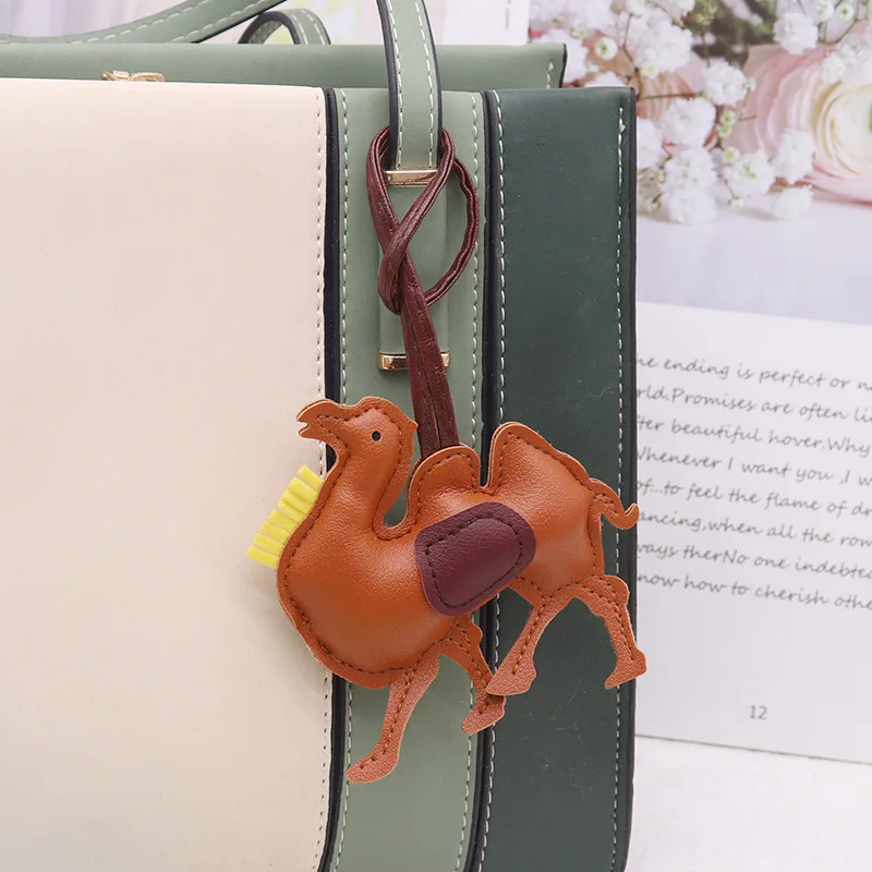 Classic Cute Desert Camel Bag Pendant Key chain Fashion PU Leather key Ring Accessories