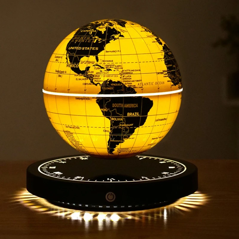 

Глобус с магнитной левитацией, золотой светящийся глобус, технология, вдохновленные фигурки, включение-выключение, современное украшение для рабочего стола