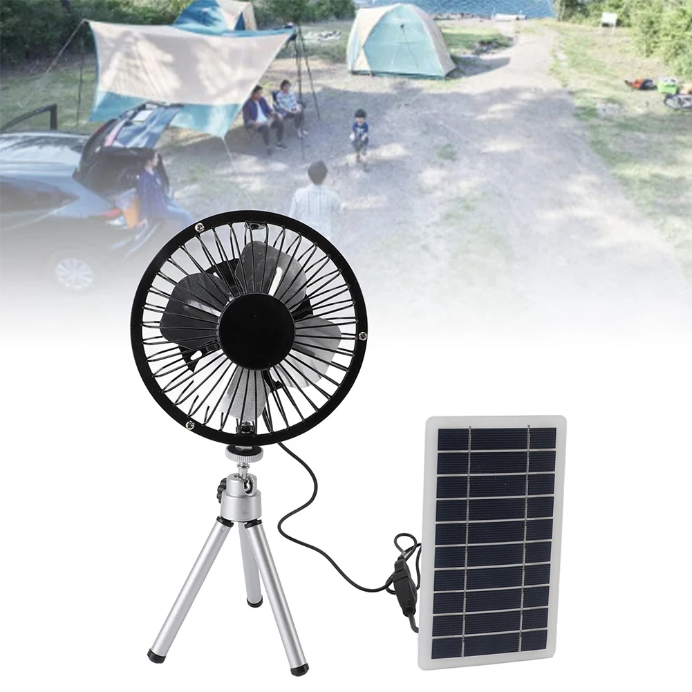 

1pc 10W Solar Panel Powered Fan 4 Inch Solar USB Dual Powered Fan Portable Travel Outdoor Hair Drying Tools Accessories
