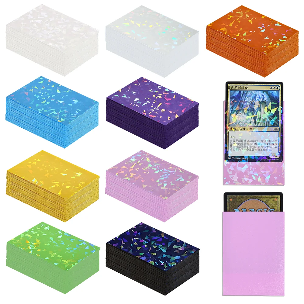 60 Stück holografische Kartenhüllen mit funkelndem Effekt, Standardgröße 66 x 91 mm, für TCG/MTG Idol-Foto-Sportkarten. Schützen Sie Ihre Karten. – Detail 1